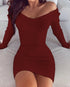 Sexy Off Shoulder Long Sleeve Bodycon Dress for Women Mini Knit Sweater Dress